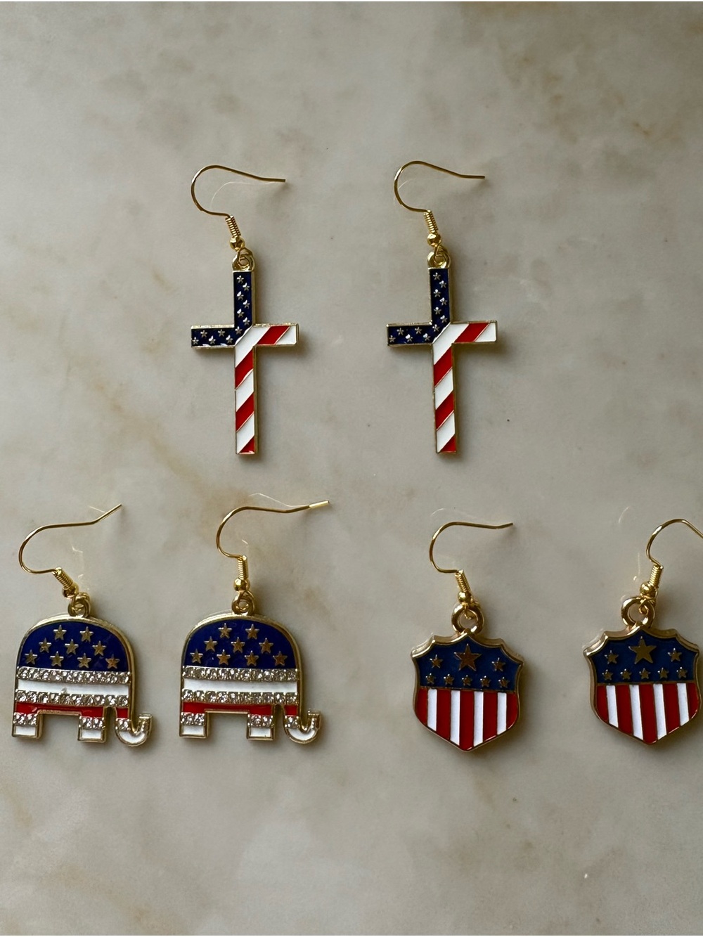 Patriotic Earrings Set - Blue, Red, White